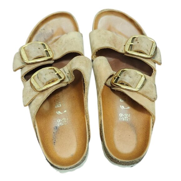 Birkenstock Arizona Big Buckle Narrow Slide Sandal Women Cognac Oiled Leather 39 - Picture 4 of 11